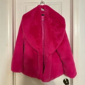 Luxurious Pink Faux Fur Coat